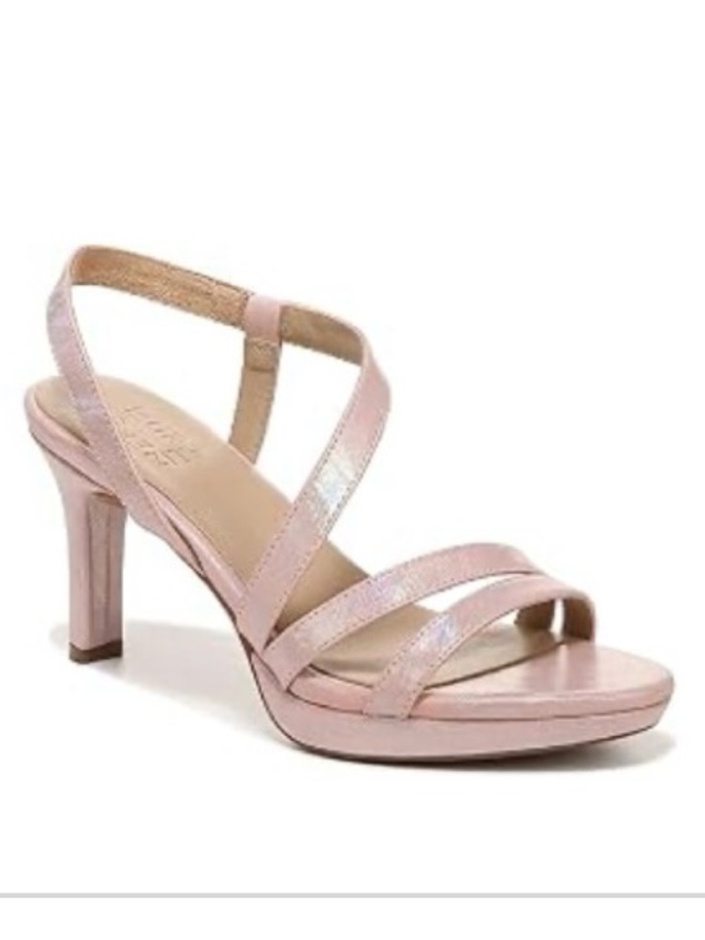 Naturalizer Brenta Heeled Sandal in Rose Pink.